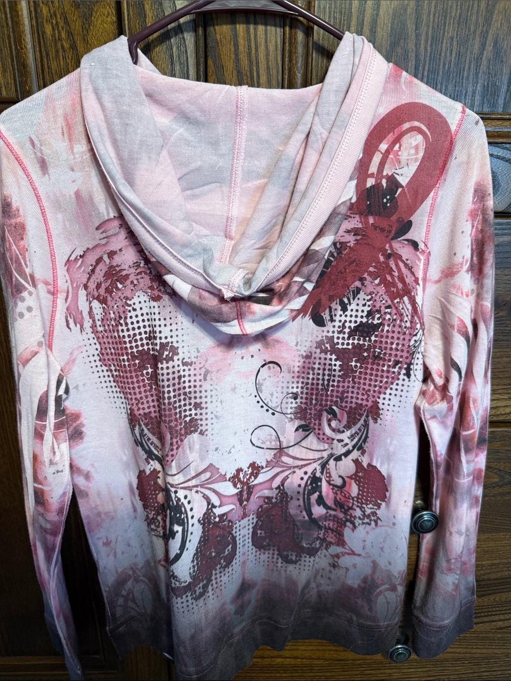 ONE WORLD Pink Ombre Heart Zip Hoodie Jacket - Picture 2 of 4